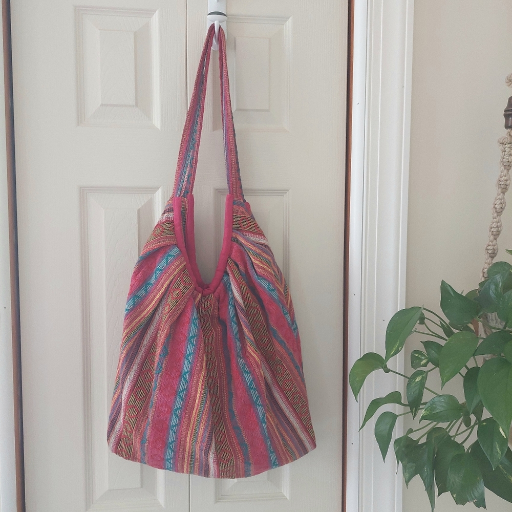 Tribe Azure 100% Cotton Shoulder Bohemian Banana Tote, Market Bag! - Picture 8 of 14
